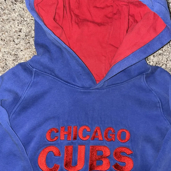 Vintage Chicago Cubs Hoodie Womens XL Blue Embroidered Heavy Sweatshirt 90s Y2K - Picture 2 of 5